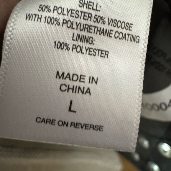 Women’s Large Black Leather Look Biker Jacket with Grommets and zippers - Picture 4 of 5